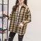 All-Matching Chequered Blouse Loose Brushed Cotton Plus Size Women Wool Coat Outerwear