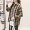 IMG 109 of All-Matching Chequered Blouse Loose Brushed Cotton Plus Size Women Wool Coat Outerwear