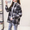 IMG 110 of All-Matching Chequered Blouse Loose Brushed Cotton Plus Size Women Wool Coat Outerwear