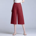 Img 12 - Cotton Blend Cropped Pants Women Summer Loose Wide Leg Straight Casual Pants