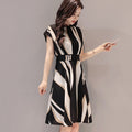 Img 4 - Short Sleeve Striped Summer Women Slimming Elegant Flare A-Line Dress