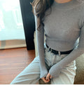 Img 9 - Solid Colored Half-Height Collar Long Sleeved Sweater Women Tops Candy Colors Slimming Sweater