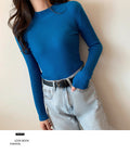 Img 1 - Solid Colored Half-Height Collar Long Sleeved Sweater Women Tops Candy Colors Slimming Sweater
