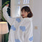 IMG 113 of Thick Hooded Sweatshirt Women Korean Three Dimensional Blue White Trendy Loose Young Look Tops Outerwear