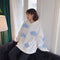 IMG 115 of Thick Hooded Sweatshirt Women Korean Three Dimensional Blue White Trendy Loose Young Look Tops Outerwear