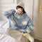 IMG 105 of Thick Hooded Sweatshirt Women Korean Three Dimensional Blue White Trendy Loose Young Look Tops Outerwear
