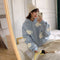 IMG 106 of Thick Hooded Sweatshirt Women Korean Three Dimensional Blue White Trendy Loose Young Look Tops Outerwear