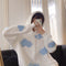 IMG 119 of Thick Hooded Sweatshirt Women Korean Three Dimensional Blue White Trendy Loose Young Look Tops Outerwear