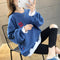 Thin Sweatshirt Women Korean Student TPlus Size Plus Loose False Two-Piece Tops Outerwear