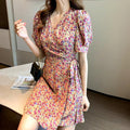 Img 6 - Summer Women V-Neck Puff Sleeves Holiday Dress Korean Lace Slim Look Popular One-Piece Chiffon Chiffon Dress