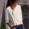 Popular Trendy Button Niche Oblique Collar Long Sleeved Women Tops Shirt Blouse