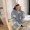 Img 5 - Thick Hooded Sweatshirt Women Korean Three Dimensional Blue White Trendy Loose Young Look Tops