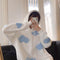 Thick Hooded Sweatshirt Women Korean Three Dimensional Blue White Trendy Loose Young Look Tops Outerwear