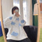 IMG 120 of Thick Hooded Sweatshirt Women Korean Three Dimensional Blue White Trendy Loose Young Look Tops Outerwear