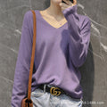 Women V-Neck Thin All-Matching Pullover Matching Korean Loose Plus Size Colourful Sweater Outerwear