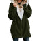 Popular Europe Women Hooded Zipper Cardigan Sweatshirt Outerwear