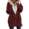 Popular Europe Women Hooded Zipper Cardigan Sweatshirt Outerwear