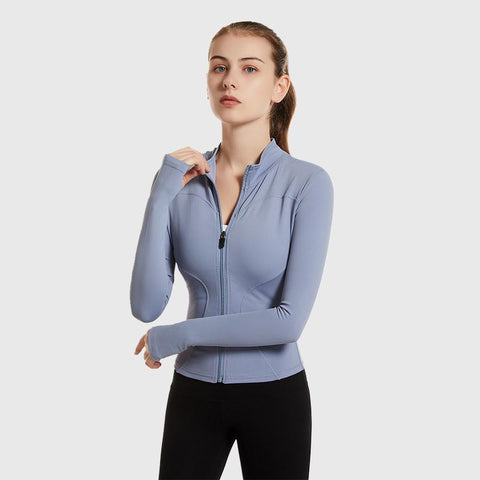 Popular Sporty Women Fitting Yoga Quick Dry Long Sleeved Tops Cardigan Jogging Fitness Jacket Outerwear