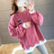 Thin Sweatshirt Women Korean Student TPlus Size Plus Loose False Two-Piece Tops Outerwear