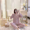 IMG 157 of Korea Korean insChequered Pajamas Women Sleeve Length Pants Cardigan Adorable Cartoon Sets Loungewear Sleepwear