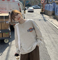 IMG 104 of Thick Korean Loose BFPrinted Non Popular Elegant Long Sleeved Sweatshirt Women Outerwear