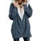 Popular Europe Women Hooded Zipper Cardigan Sweatshirt Outerwear