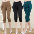 Img 2 - Thin Women Cropped Plus Size Loose Casual Pants