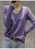 Img 2 - Women V-Neck Thin All-Matching Pullover Under Korean Loose Plus Size Colourful Sweater