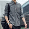 Img 4 - Shirt Men Long Sleeved Korean Slim Look Youth Striped Casual Trendy Men Shirt