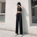 Img 7 - Ice Silk Wide Leg Pants Women Plus Size High Waist Straight Floor Length Long Korean Trendy Casual Pants