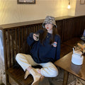 IMG 123 of Thick Korean Loose BFPrinted Non Popular Elegant Long Sleeved Sweatshirt Women Outerwear