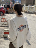 Thick Korean Loose BF Printed Popular Elegant Long Sleeved Sweatshirt Women Outerwear