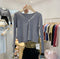 IMG 102 of Knitted Cardigan Women Long Sleeved Korean Loose All-Matching Short Matching Undershirt Tops Solid Colored Sweater Outerwear
