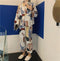 IMG 113 of Cardigan Pajamas Women Student Japanese Graffiti Sleeve Length Pants Korean insOutdoor Two-Piece Sets Loungewear Sleepwear