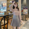 Img 3 - Skirt Pleated High Waist Korean A-Line Elegant Chequered Skirt