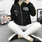 Korean BF Baseball Jersey Short Loose Long Sleeved Jacket Student Plus Size Tops Outerwear