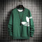 Img 1 - Men Trendy Korean Loose Plus Size Solid Colored Round-Neck Tops Long Sleeved Sweatshirt