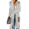 Women Europe Loose Solid Colored Sweater Cardigan Mid-Length Outerwear