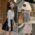 Img 2 - Skirt Pleated High Waist Korean A-Line Elegant Chequered Skirt