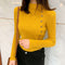 Img 8 - Button Half-Height Collar Women Slimming Slim-Look Long Sleeved Tops Sweater