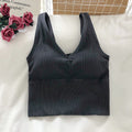 Img 7 - Four Seasons N Korean Bare Back Strap Sporty Bra Solid Colored V-Neck Padded No Metal Wire
