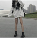 IMG 122 of Thick Sweatshirt Women Korean Loose Mid-Length Vintage Hong Kong Hooded Student Outerwear
