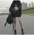 IMG 105 of Thick Sweatshirt Women Korean Loose Mid-Length Vintage Hong Kong Hooded Student Outerwear