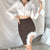 Img 1 - Europe Women Solid Colored Slim Look High Waist Hip Flattering Niche Splitted Skirt
