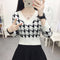 Img 2 - Western V-Neck Pullover Women Outdoor Short Slimming Knitted Tops Pullover
