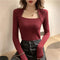 Elegant False Two-Piece U-Neck Slim Look Sweater CHIC Matching Women Outerwear