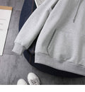 IMG 113 of Thick Women Petite Sweatshirt Korean Loose Solid Colored Harajuku Hooded Tops Outerwear