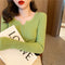 Img 15 - Korean Chic All-Matching V-Neck Long Sleeved Slimming Slim-Look Stretchable Tops Women Sweater