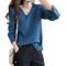 Img 5 - V-Neck Long Sleeved WomenLoose Stretchable Slim-Look Tops Sweater