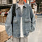 insCargo Denim Jacket Loose Trendy Tops Couple All-Matching Outerwear